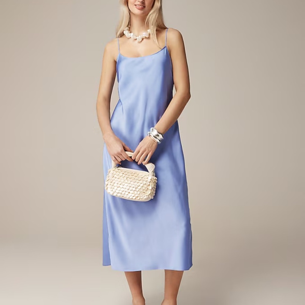 J. Crew Lavender Blue Satin Slip Midi Dress
